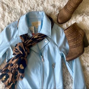 NWT Michael Kors Pastel Blue Moto Jacket 💜